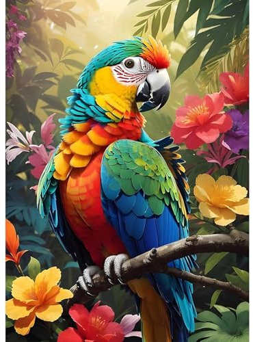 Fumupe 5D Diamond Painting Papagei, Tiere Diamond Painting Erwachsene, Diamant Painting Bilder Erwachsene, Full DIY Diamant Kunst Malerei Stickerei Set Kreuzstich Bilder Home Wand Dekor 30x40cm