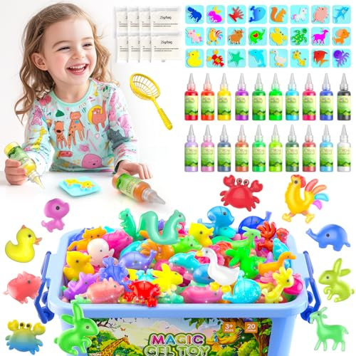 Hot Bee 20 Farben Magic Water Elf, 3D Aqua Gelz Set, Thema Bauernhof Gel Creature Kinder Spielzeug, Aqua Gelz Nachfüllset, Squishy Selber Machen Set, Spielzeug Geschenke Für Mädchen 5 6 7 8 Jahre