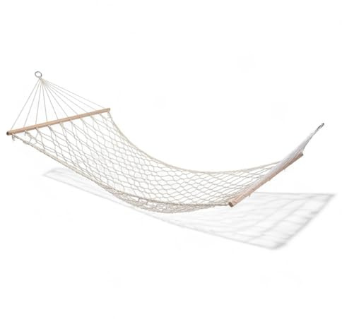 Briconess.com Hamac en corde tressée naturelle dimensions 200 x 80 cm résistant et confortable pour détente jardin et terrasse