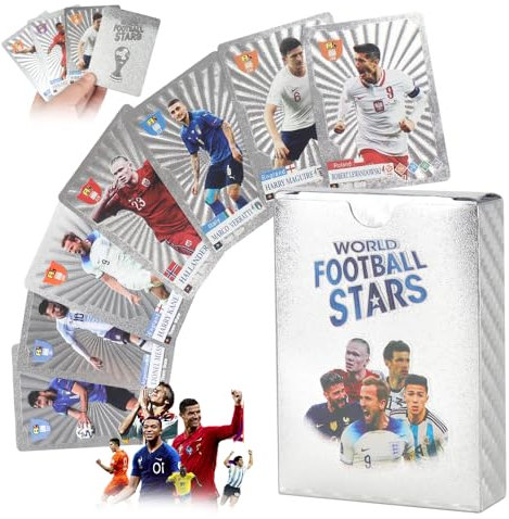 55Pcs Gold Foil 2025 Footbal Cards for Gift Collection for Boys and Girls, Cover Randomly Sent
