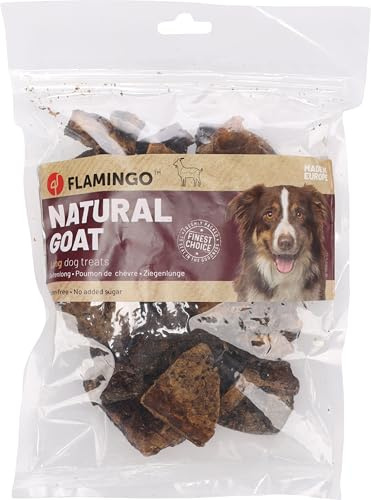 Flamingo Leckerli Hund – Snack Nature Ziegenlunge Flach – 150g – glutenfrei – ohne Zuckerzusatz – natürliche Belohnung