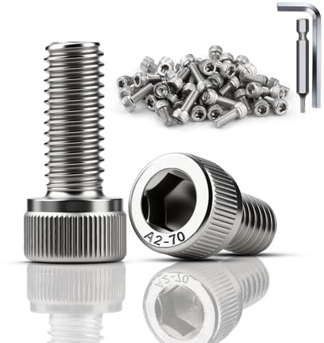 TXXATX 12 Piezas Tornillo Cilíndrico M8x25 mm Tornillos Cabeza Hexagonal DIN 912 de Acero Inoxidable A2 V2A Tornillos de Cabeza Allen Rosca Completa Para Reparación de Maquinaria de Muebles