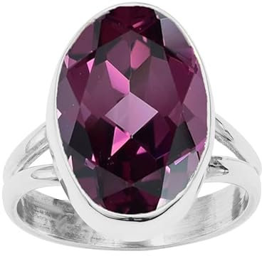 NILOY Rhodonit im Labor gewachsenEdelstein 925 Sterling Silber handgemachter Ring für Männer und Frauen Ring Boho Silber Ring SchmuckPGR-05AI_74 (23.6)