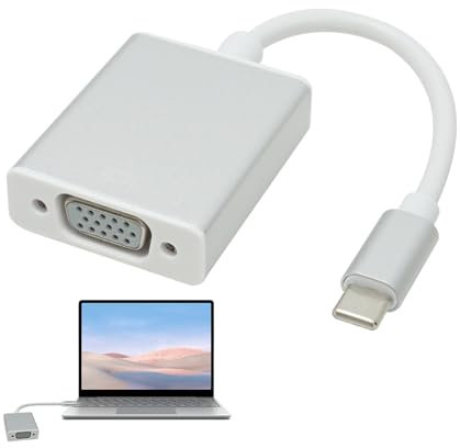 Adaptateur USB C vers VGA Conversion de Thunderbolt 3 en VGA, Connecteur Type-C Mâle vers Femelle pour iPhone16 15Pro Max MacBook Air 2023 iPad iMac Samsung Galaxy S24 A54 Tab S9 S8