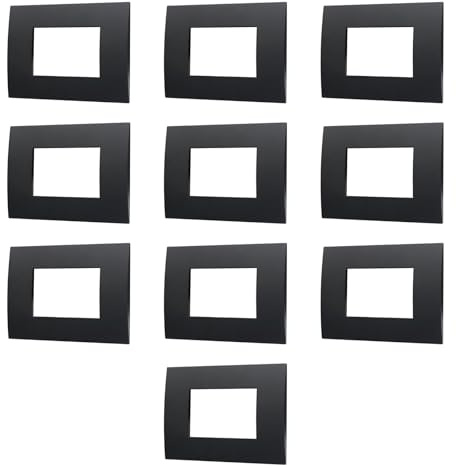 10 Placche, 3 moduli/posti, Compatibile Con Vimar Arke', nero nera, Placca rettangolari squadrate, Plastica di alta qualità, 100% compatibile con supporti e moduli originali