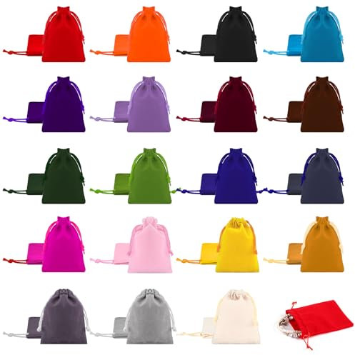 WEFHEF 38 Stück Klein Samtbeutel Schmuck Samt Säckchen mit Kordelzug 7x9cm Mini Schmuckbeutel Samt Schmucksäckchen Stoff Geschenksäckchen Geschenkbeutel Stoffsäckchen Schmuck Ringe Hochzeitsmandeln