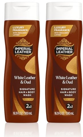 Imperial Leather White Leather & Oud Hair & Body Wash 500ml – Pack of 2 | 2-in-1 Shower Gel for Men | Signature Oil Blend, Rich Lather & Long-Lasting Fragrance | Bulk Buy Grooming Essential