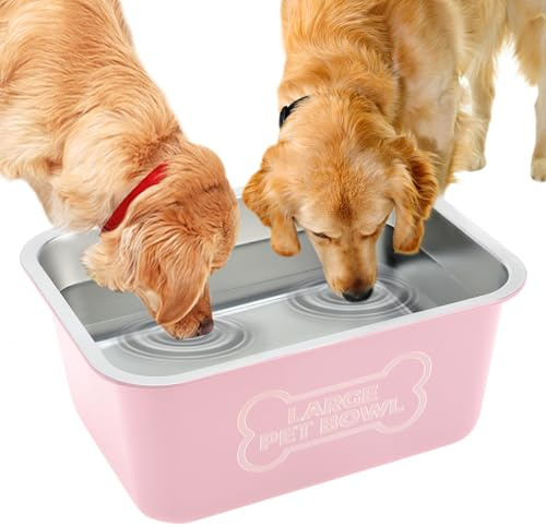 Bwogue Gamelle d'eau extra large de 3 gallons pour chiens de grande race, bol en acier inoxydable durable, grande capacité pour l'eau et la nourriture pour chiens, 1 lot