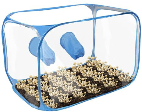Bañera de cultivo de setas - Tienda de cultivo de invernadero de flujo de aire portátil | Crecimiento de champiñones plegables ventilados claros, caja de cultivo interior reutilizable para
