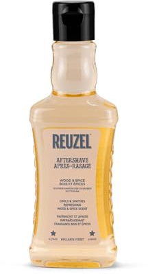 REUZEL Wood & Spice Aftershave Splash for Men 200ml | Cooling and Soothing Post-Shave Tonic with Lemon Zest, Cedarwood and Clove. Hydrating Vegan Formula.