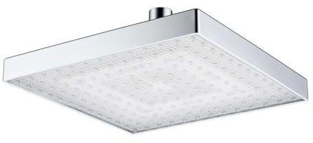 Soffione doccia quadrato a LED da 8 pollici con luce controllata in ABS quadrato LED soffione doccia a pioggia a risparmio energetico a parete a pioggia