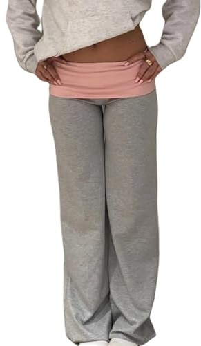 Felcia Klassische Yogahose für Damen, niedrige Taille, Stretch, schlankmachend, Glockenhose, Y2K, lässige Jogger, Streetwear