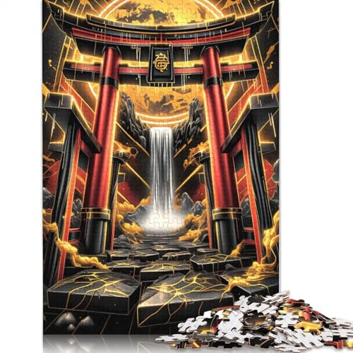Torii Waterfall Gate Puzzle für Erwachsene, 1000 Teile, Papierpuzzle für Kinder ab 18 Jahren, herausforderndes Spiel, 1000 Teile (38 x 26 cm)