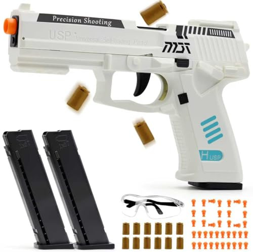Leksakspistol med 100 kulor och 12 hylsor, automatisk hylsutkastning, automatisk rekylpistol för skjutspel, present för pojkar och flickor