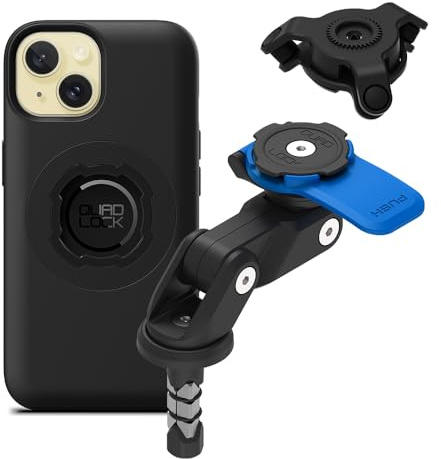 Quad Lock Fork Stem Motorcycle Phone Mount (V2) with MAG Phone Case and Vibration Dampener for iPhone 15
