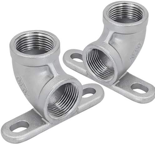 2 Stück Wand Decken Winkel aus Edelstahl, 3/4 IG Wanddose 304 Edelstahl Bogen, 3/4 Zoll IG Wandwinkel Verteiler 90 Grad Gewinde Fitting, für Sanitär, Bewässerungssysteme,Druckluftverteiler