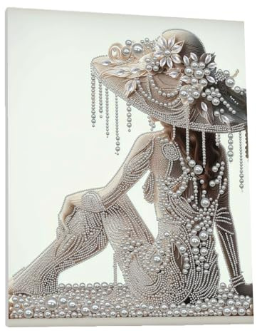 CXINLky Perlen Art Painting, 5D Perle Art Set mit Fotorahmen und Rahmenwerkzeugen, Bilder Arts Craft für Home Wand Decor 40X50cm-06-Frauen