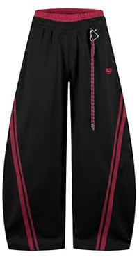 Aelfric Eden Unisex Baggy Jogginghose Weite Sweatpants mit Kontraststreifen | Herren Damen Doppelbund Sporthose Loose Fit Freizeithose mit Herz Schlüsselanhänger
