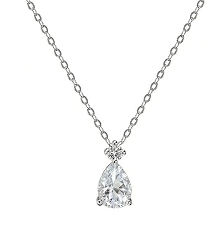 Beydodo Kette Damen Gold 750 585 375 Echtgold mit Anhänger Tropfen 1ct Topas Moissanit, Halskette Gold 45CM für Frauen Hochzeit