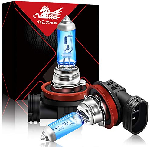 WinPower H8 Halogen Scheinwerferlampen 100W 5000k Warmweiß Lampe 12V Auto Motorrad Nebellichter Seitenlicht DRL Birne, 2 Stücke