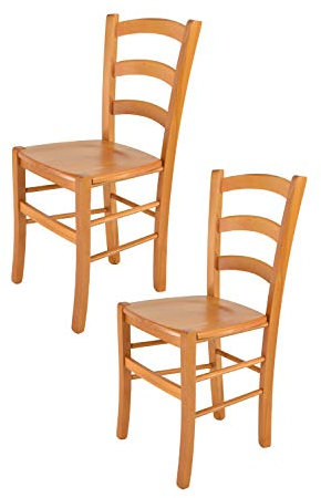 t m c s Tommychairs - Set 2 sillas Venice para Cocina y Comedor, Estructura en Madera de Haya Color Miel y Asiento en Madera
