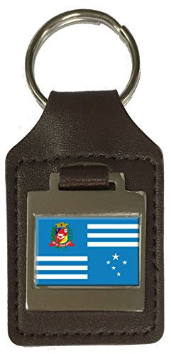 Schlüsselanhänger aus Leder mit Gravur Assis City Sao Paulo Bundesstaat Flagge