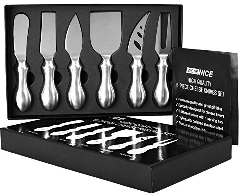 WoneNice Cheese Knife Set, 6-Piece Stainless Steel Knives
