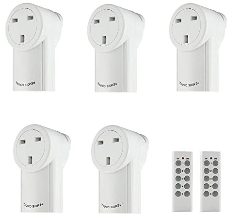 Wireless Remote Control Sockets, Vlio Home Programmable Electrical Outlet Switch Plug for Lights, Power Strips, Household Appliances, up to 30m/100ft Operating Range, 5 Pack