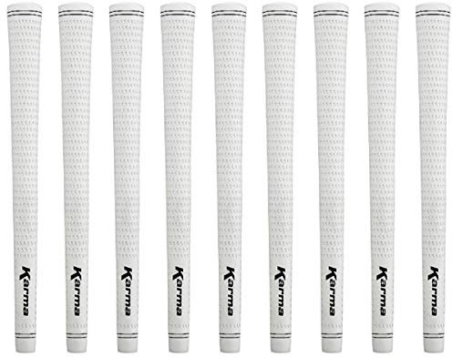 Karma Golfgriffe für Herren, Velours, Weiß, mittelgroß (+1/32 Zoll), 9 Stück