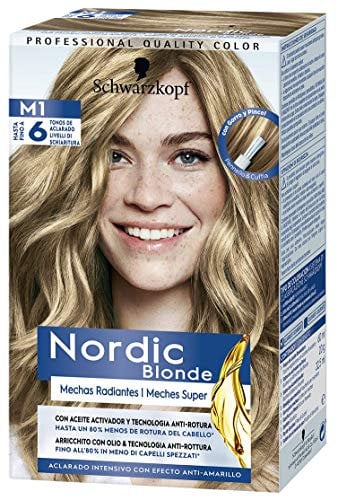 Schwarzkopf - Nordic Blonde M1 Mechas Radiantes – Coloración permanente – Aclara hasta 6 tonos - Con aceite activador&OmegaPLEX