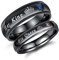 Beydodo Edelstahl Partnerringe 2 Stück Krone Zirkonia Her King & His Queen Partnerring Schwarz Verlobung Ringe Damen Gr.49 (15.6) + Herren Gr.62 (19.7)