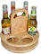 Bierträger Holz Tablett - Flaschenträger Buchenholz lackiert, rund & robust, fertig montiert - zum Tragen & verschenken v. Bierflaschen, Männer-Geschenkidee Bier-Liebhaber & Grillparty