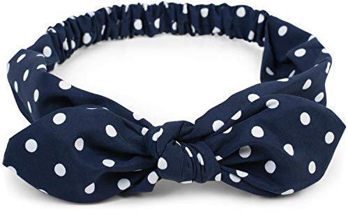 styleBREAKER Damen Haarband mit Punkte Muster, Schleife und Gummizug, Stirnband, Headband, Pinup, Rockabilly, Haarschmuck 04026036, Farbe:Dunkelblau