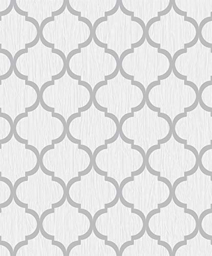Crystal Trellis by Debona White/Silver Glitter Wallpaper (8896)