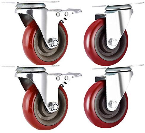 LRBBHJL Lenkrollen Möbelrollen,4-Zoll-Polyurethan-Schwenk Lenkrollen,Universalrollen Mit Bremse,Laufkatze Silent Wheel Industrial Pulley/C / 4in