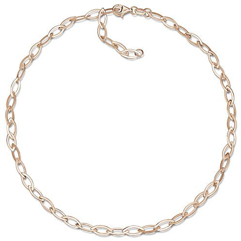 Materia Damen Halskette Rosegold 45cm - Collier 925 Silber Ankerkette breit CO-43-Rose