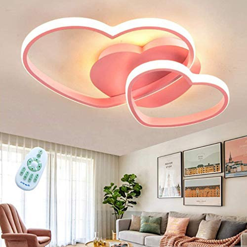 GHY Kinderlampe LED Modern Deckenleuchte Kreative Herzform Deckenlampe Romantisch Designer Dimmbar Mit Fernbedienung Acryl 42W Deckenlicht Mädchen Junge Wohnzimmer Schlafzimmer Dekorative Lamp,Rosa