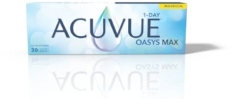 ACUVUE OASYS MAX 1-Day Multifocal; Lenti a contatto giornaliere; Visione chiara e nitida a tutte le distanze e in ogni condizione di luce;+3.25 diottrie; BC 8.4; DIA 14.30; ADD Low; 30 lenti