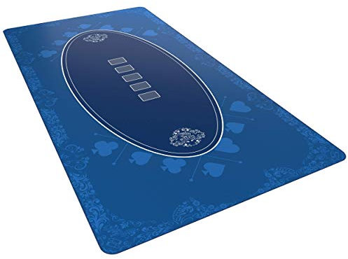 Bullets Playing Cards, Designer Pokermatte blau in 200 x 100 cm für den eigenen Pokertisch, XXL Deluxe Pokertuch, Pokerteppich, Pokertischauflage …