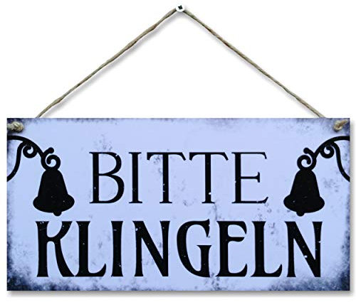 CARISPIBET Bitte klingeln schild Hauptdekoration Türschild Vintage-Look Willkommensschild 15x30cm
