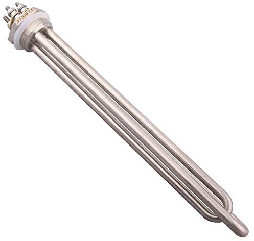 DERNORD 240V 2400W 1 Inch Heating Element Double U Type Electrical Brewing Water Heater BSP Thread Stainless Steel Flange