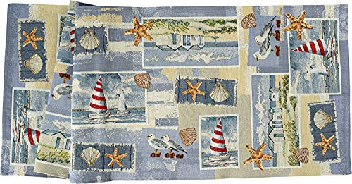 Sander Gobelin Tischset Tischbänder Tischläufer 'Beach House ', Verschiedene Größen, Mehrfarbig, Größe:Tischläufer 32 x 96 cm