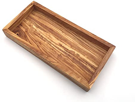 Plateau rectangulaire L. 25 cm. Plateau de service en bois d'olivier fait à la main en bois d'olivier. Qualité supérieure.