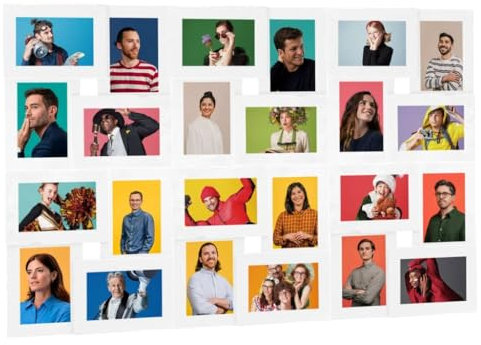 vidaXL Collage Bilderrahmen für 24x(10x15cm) Fotos Fotorahmen Posterrahmen Objektrahmen Bilder Foto Poster Rahmen Bildergalerie Weiß MDF