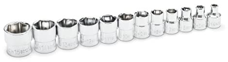 GEARWRENCH 12 Piece 1/4 Drive 6 Point MM Stubby Socket Set - 81394