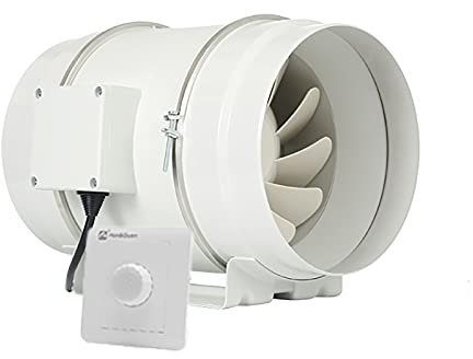 lkpqdwqz 8 Inline 200mm Quiet Duct Fan Ventilator with 0-100% Variable Speed Controller Air Tight Metal Casing Energy Efficient AC Motor Ventilation and Exhaust Blower for Large Spaces