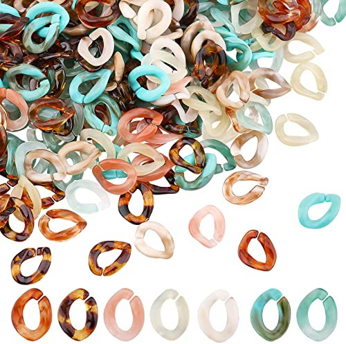 SUPERFINDINGS 700 Stück 7 Farben Kleine Acryl Verbindungsringe Schnellverbindungsverbinder 13x10mm Offene Verbindungsringe Handgefertigte Acrylketten Für Schmuck Brillenketten Zum Basteln