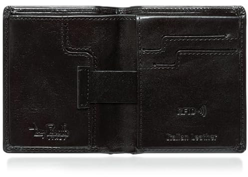 Tony Perotti Herren-Geldbörse aus italienischem Leder mit Kartenfächern, Taschen, schlanke RFID-Geldbörse für Herren, mit Schnellkartenzuglasche, umweltfreundlich gegerbtes Vollnarbenleder,