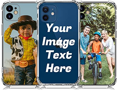 AnNengJing Personalised Photo Phone case Custom Soft TPU Clear Shock Absorbing Cover for iPhone 12 Mini 5.4 - Design Your Own Phone Case with Image Text and Logo