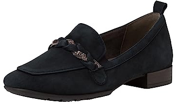 Tamaris Comfort Damen Loafer ohne Absatz aus Leder Business Slippers Comfort Fit, Blau (Navy), 39 EU